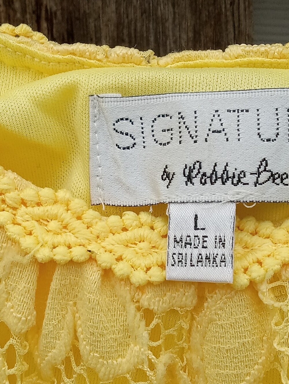 Signature by Robbie Bee Yellow Tiered Gauze and Lace Sundress, L - Picture 6 of 6